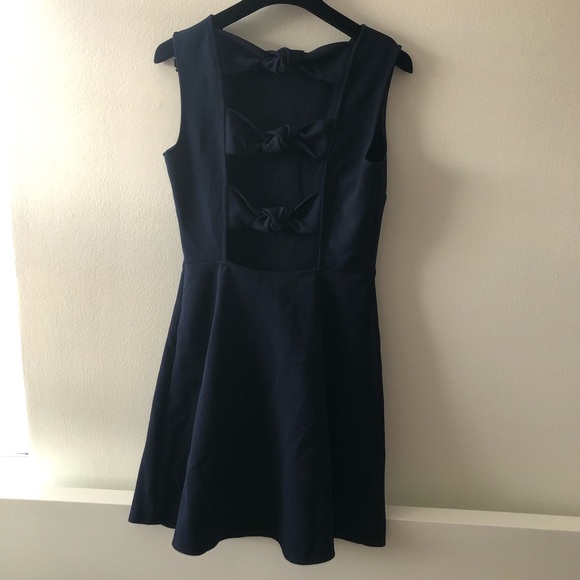 zara navy knotted back dress - Picture 2 of 2